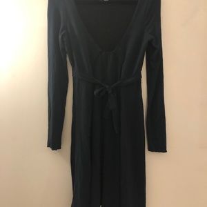 Free people Long sleeve scoop neck black dress